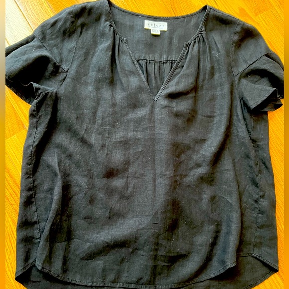 Velvet by Graham & Spencer Women's Linen Short Sleeve Blouse sz small NEVER WORN - Picture 3 of 5